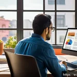 전문가의 추천을 통한 정보원 선정법 - A professional digital workspace scene showing a Hispanic researcher in their 30s examining multiple...